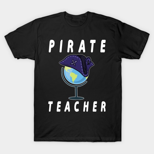 Pirate Geography Teacher Halloween Shirt - world map and hat T-Shirt by kaza191